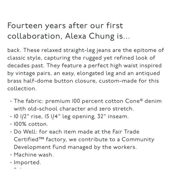 Madewell X Alexa Chung $168 High-Rise Straight Jean Outridge Wash Size 28 NT111 - Picture 7 of 15